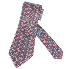 Cravate vintage en soie HERMES avec motif répété