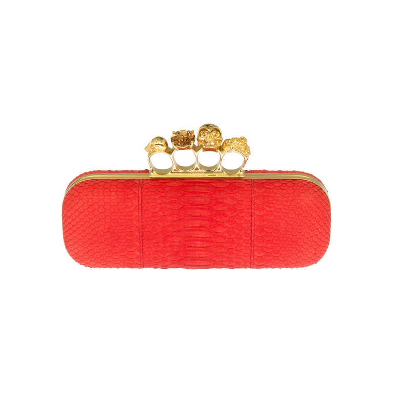 Alexander McQueen Snakeskin Jeweled Knuckle Duster Clutch