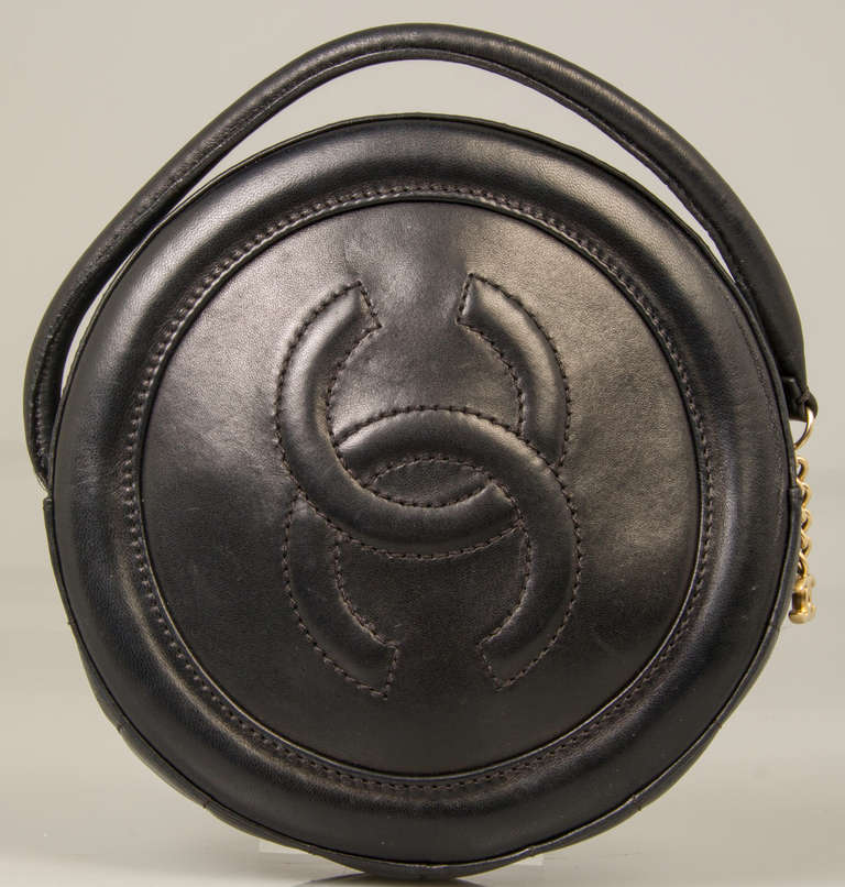 Women's CHANEL Classic Round Logo Leather Handbag