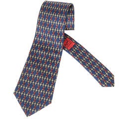 Vintage Silk Hermes Tie with Cord and Loop Motif