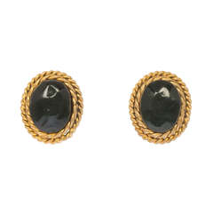 Early CHANEL Poured Glass  Clip On Earrings