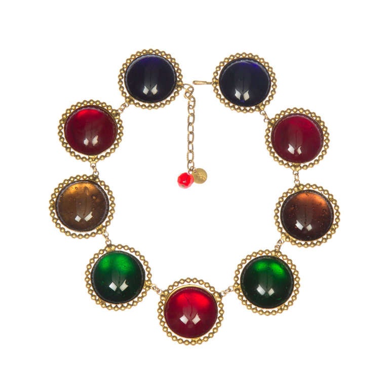 YSL  Large Poured Glass Cabochon Necklace