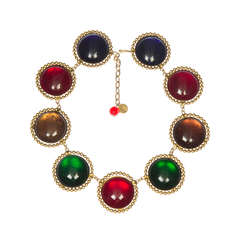 YSL  Large Poured Glass Cabochon Necklace
