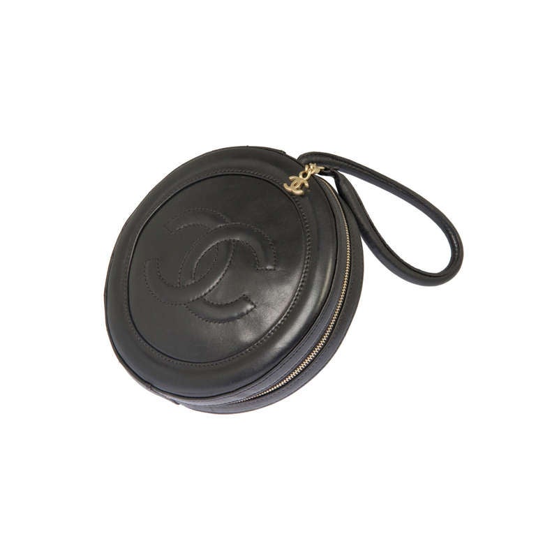 CHANEL Classic Round Logo Leather Handbag