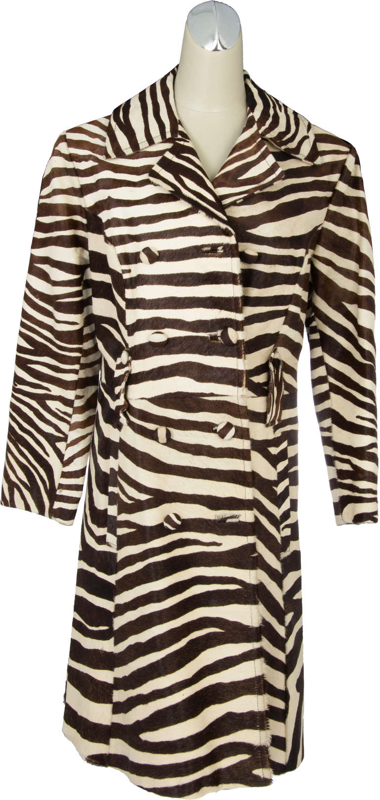 Black 1960's Optical and Mod Zebra Print Coat