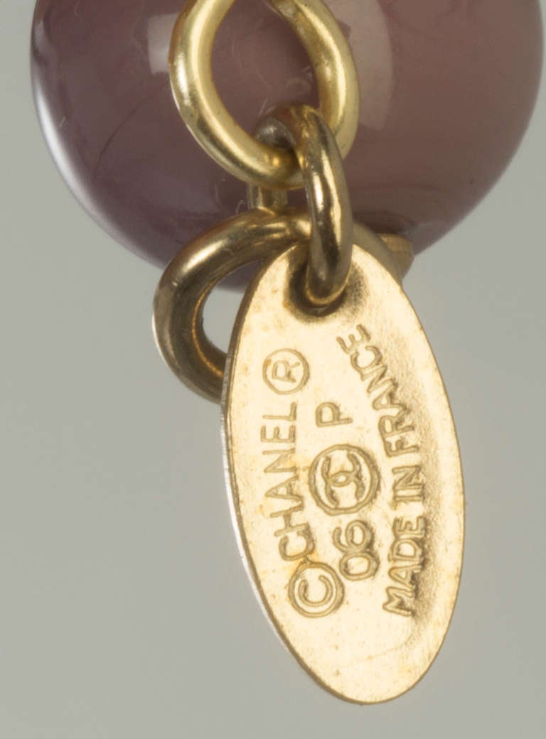 CHANEL Double Strand Necklace Purple, Pearls and Enameled Logo 1