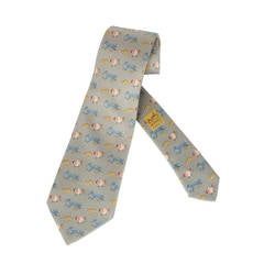 Vintage Silk HERMES Tie with Hens, Chicks and Foxes