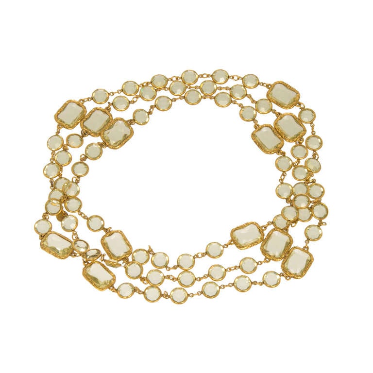 CHANEL Long Citrine Yellow Chicklet Necklace