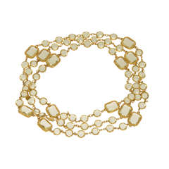 CHANEL Long Citrine Yellow Chicklet Necklace