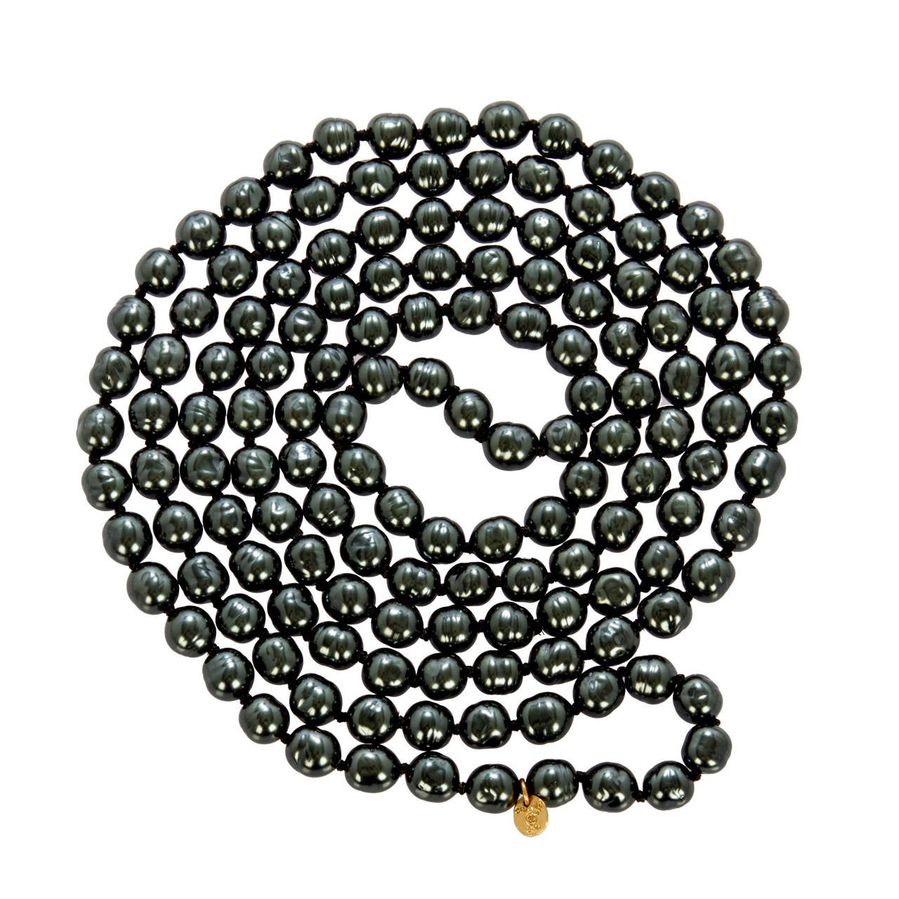 CHANEL Long Black Pearl Necklace