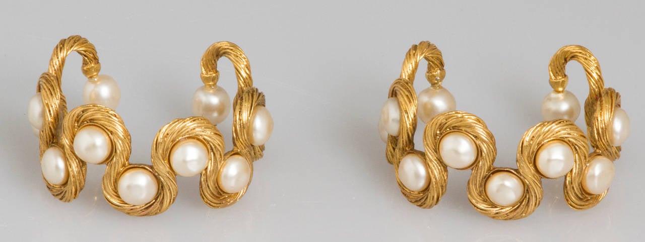 Pair of CHANEL Pearl Cuffs In Excellent Condition In Chicago, IL