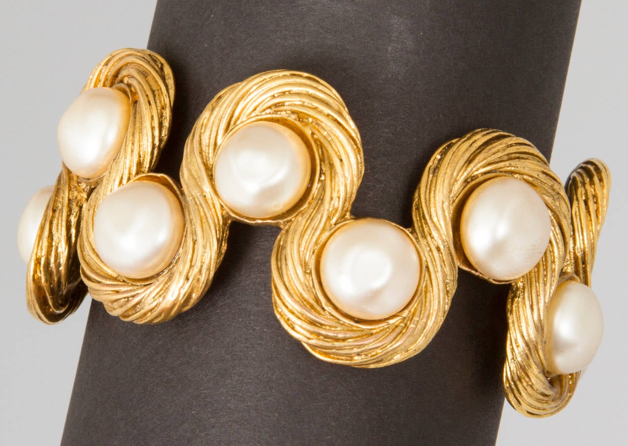 Pair of CHANEL Pearl Cuffs 2