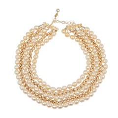 CHANEL Chain and Pearl Collar Style Necklace