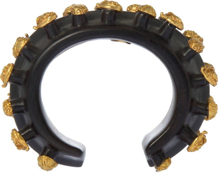 Women's Dominique Aurientis Wood Bracelet with Sculptural Gilt Accents