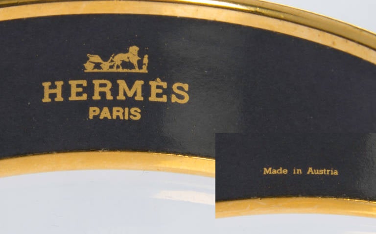 Hermes Blue Enamel Horse Bangle Bracelet In Excellent Condition In Chicago, IL