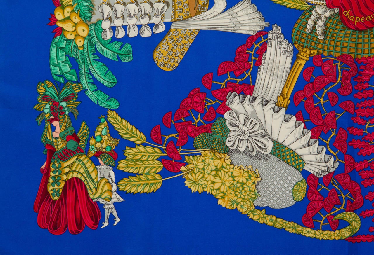 Vintage Hermes Blue and Gold  Silk Scarf 