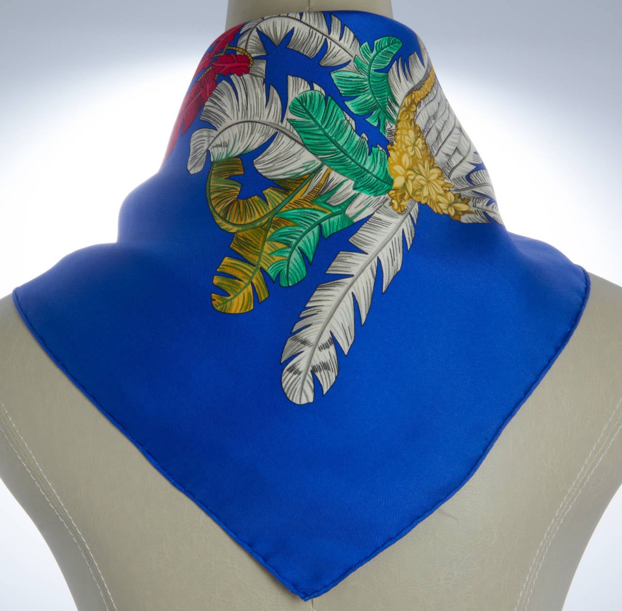 Vintage Hermes Blue and Gold  Silk Scarf 