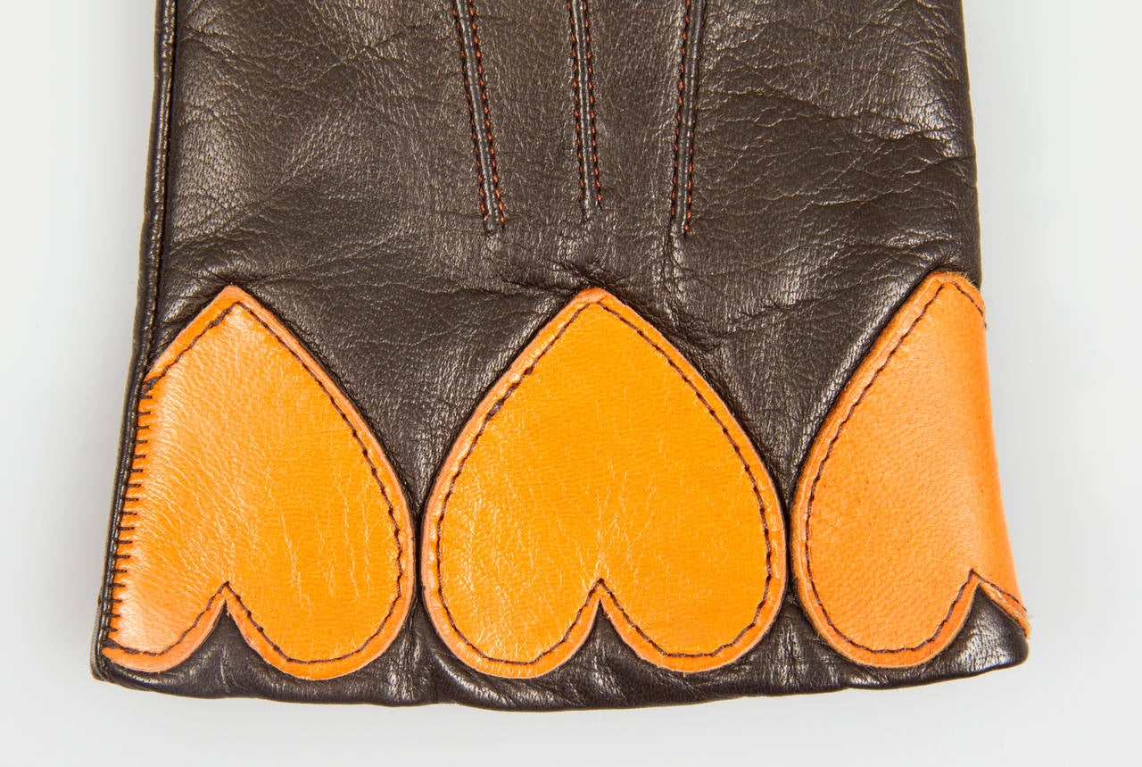 Women's Vintage Moschino  Leather and Cashmere Gloves