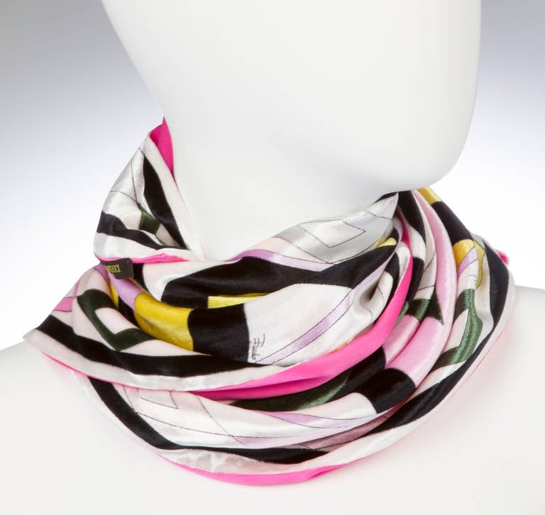 Orange Optical Emilio Pucci Long Velvet Neck Scarf