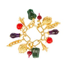 Vintage Karl Lagerfeld Fanciful Vegetable Charm Bracelet