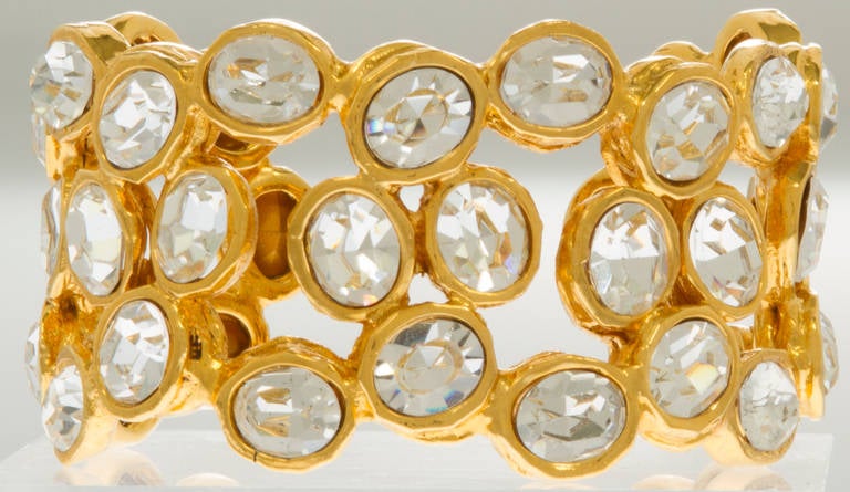 Glamorous CHANEL Faceted Crystal Headlight Cuff 2