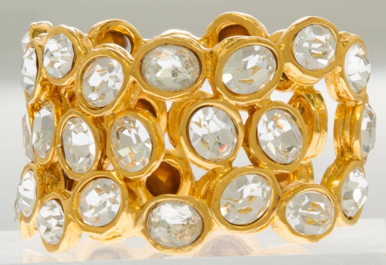 Glamorous CHANEL Faceted Crystal Headlight Cuff 3