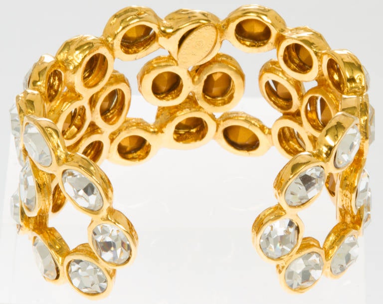 Glamorous CHANEL Faceted Crystal Headlight Cuff In Excellent Condition In Chicago, IL