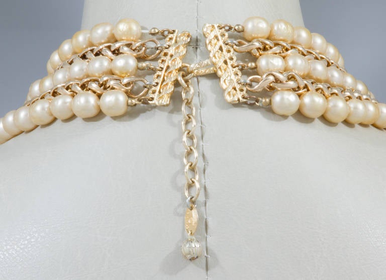 CHANEL Chain and Pearl Collar Style Necklace In Excellent Condition In Chicago, IL