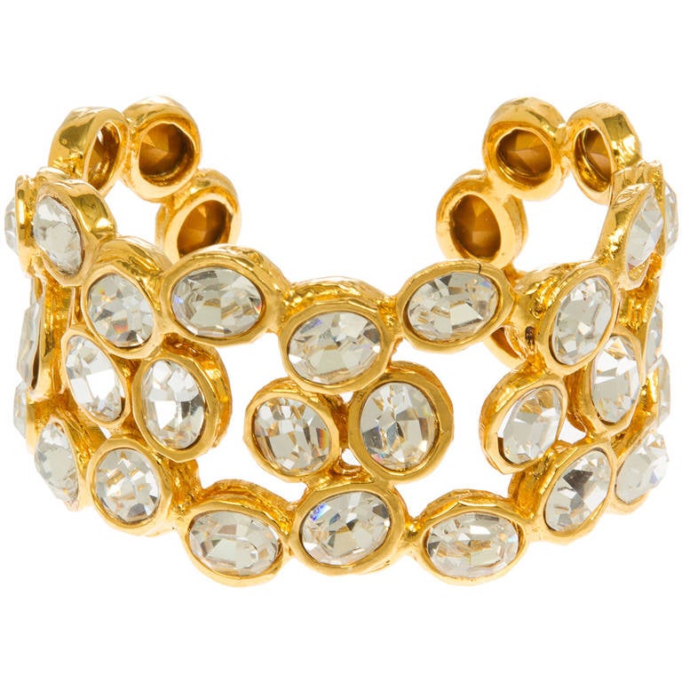 Glamorous CHANEL Faceted Crystal Headlight Cuff