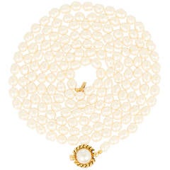 Vintage Long Classic CHANEL Faux Pearl Necklace
