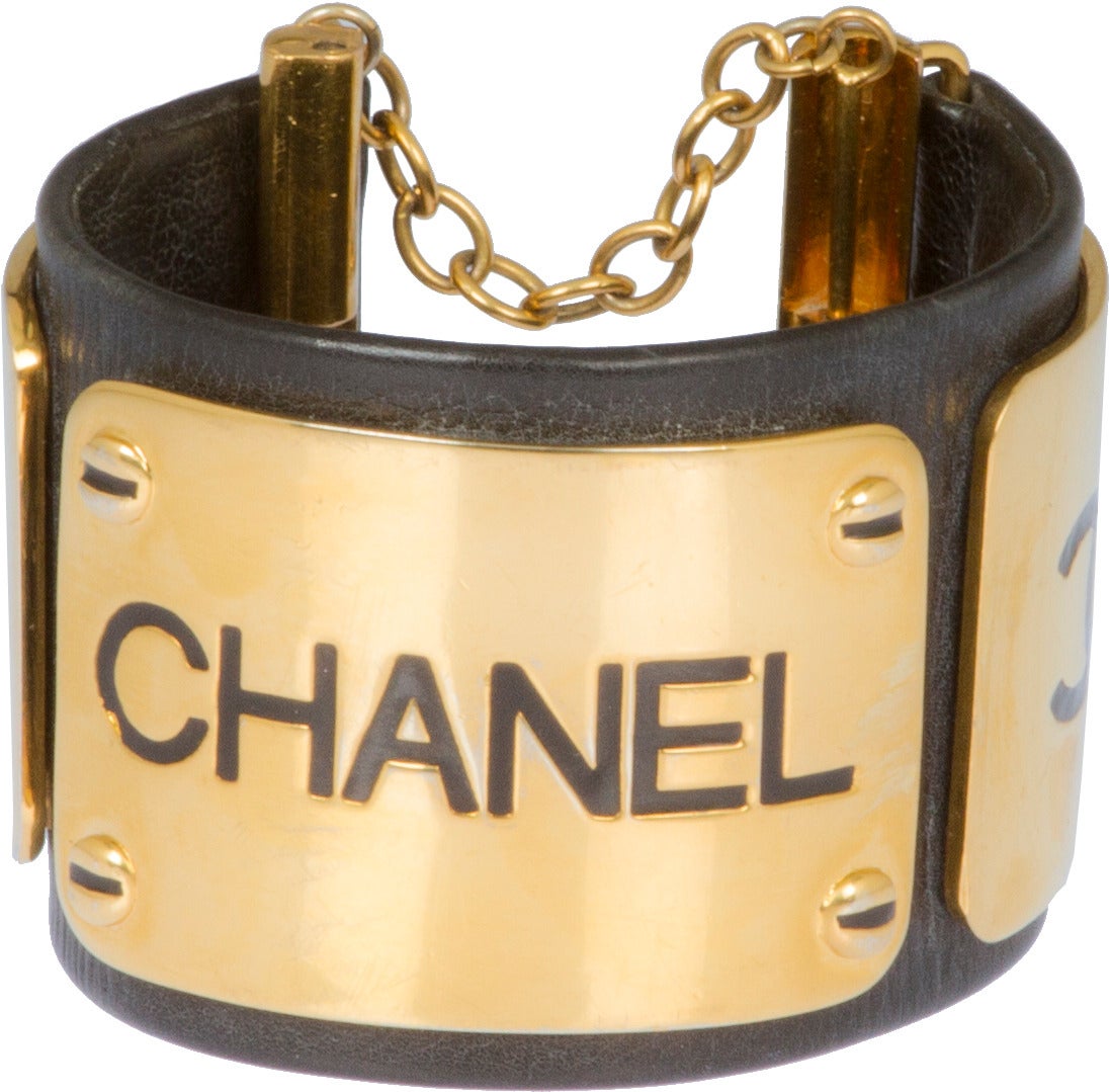 CHANEL Leather Logo Bracelet 1