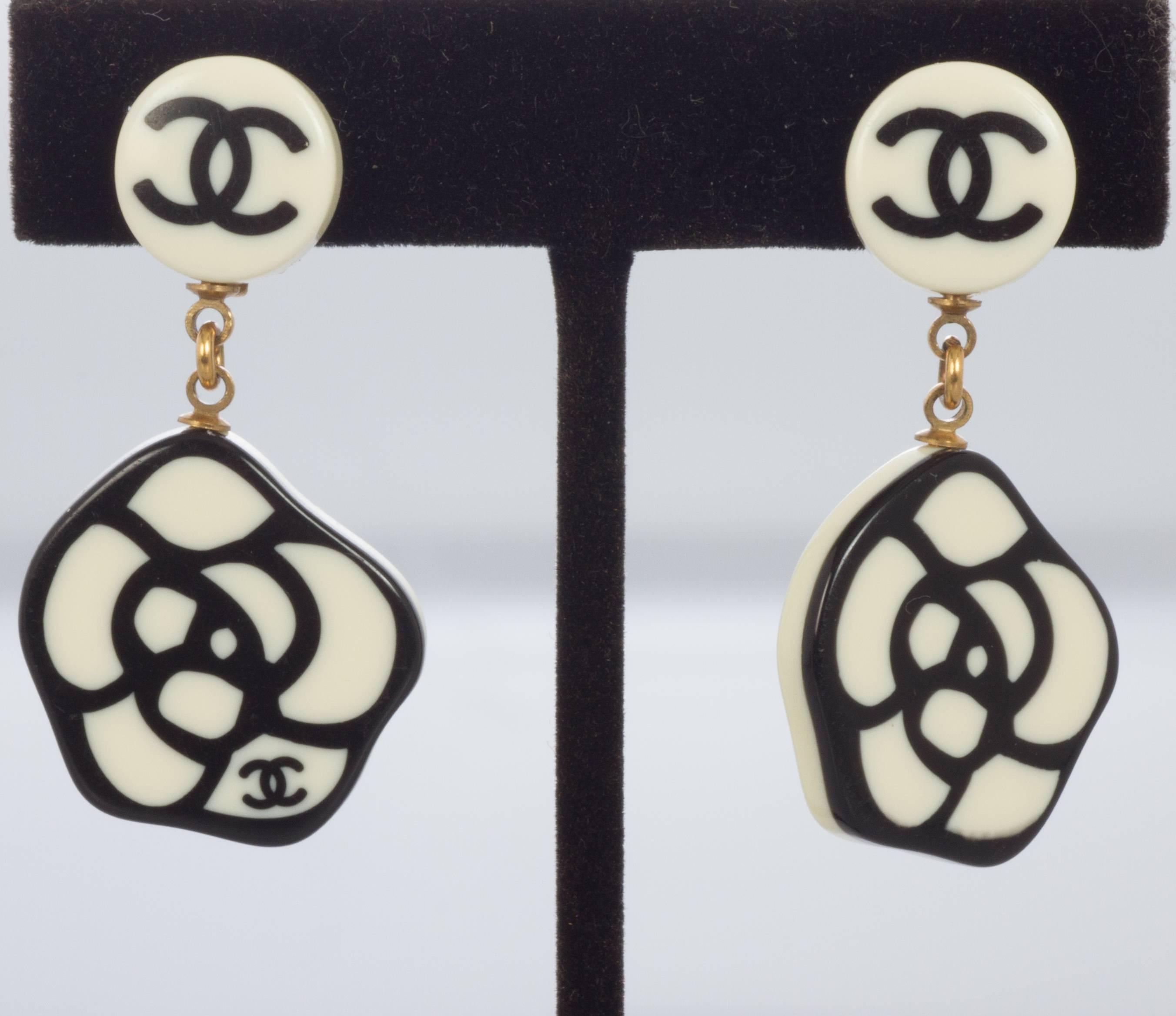 black and white chanel earrings