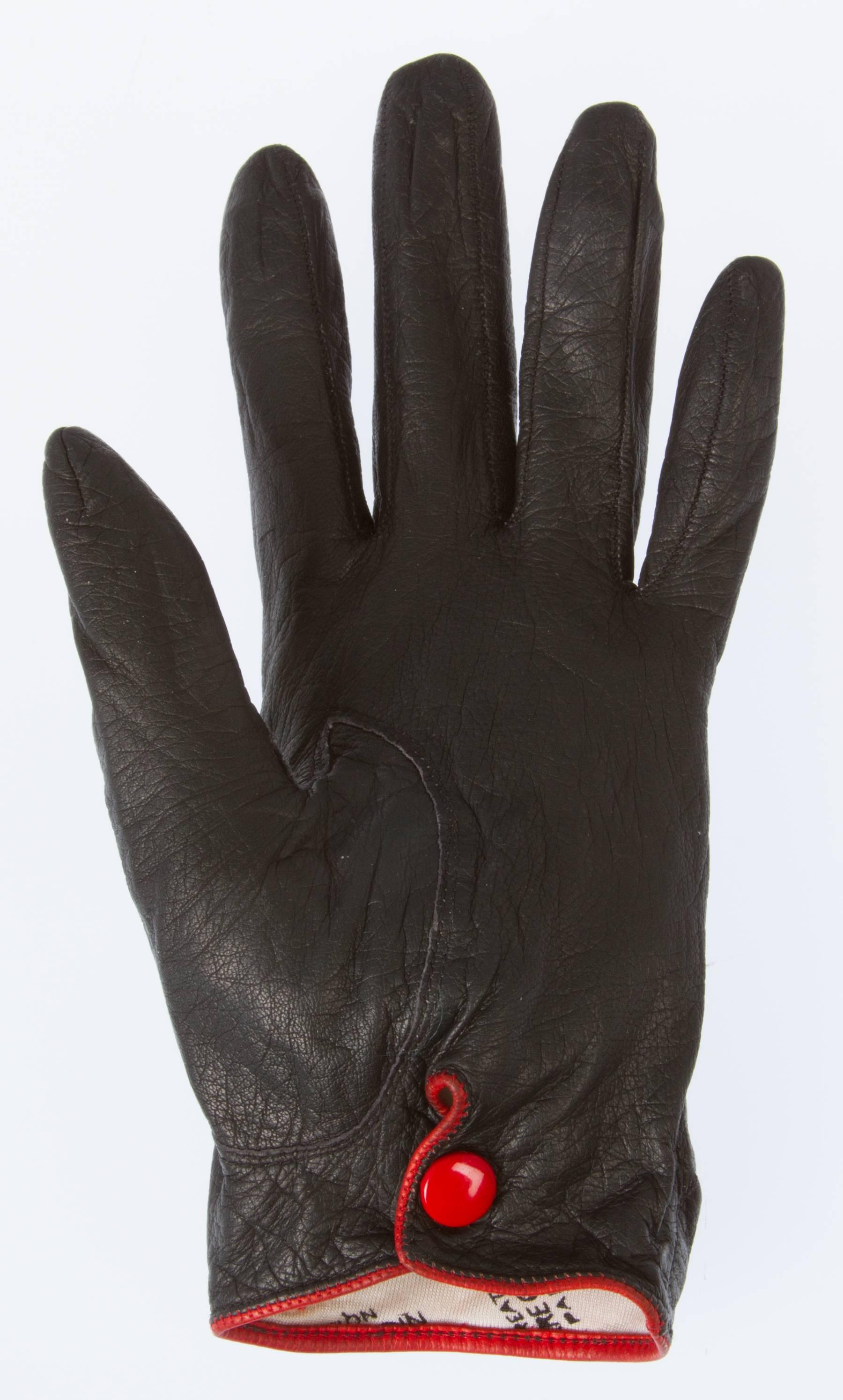 Black Vintage Pierre Cardin Lambskin Gloves