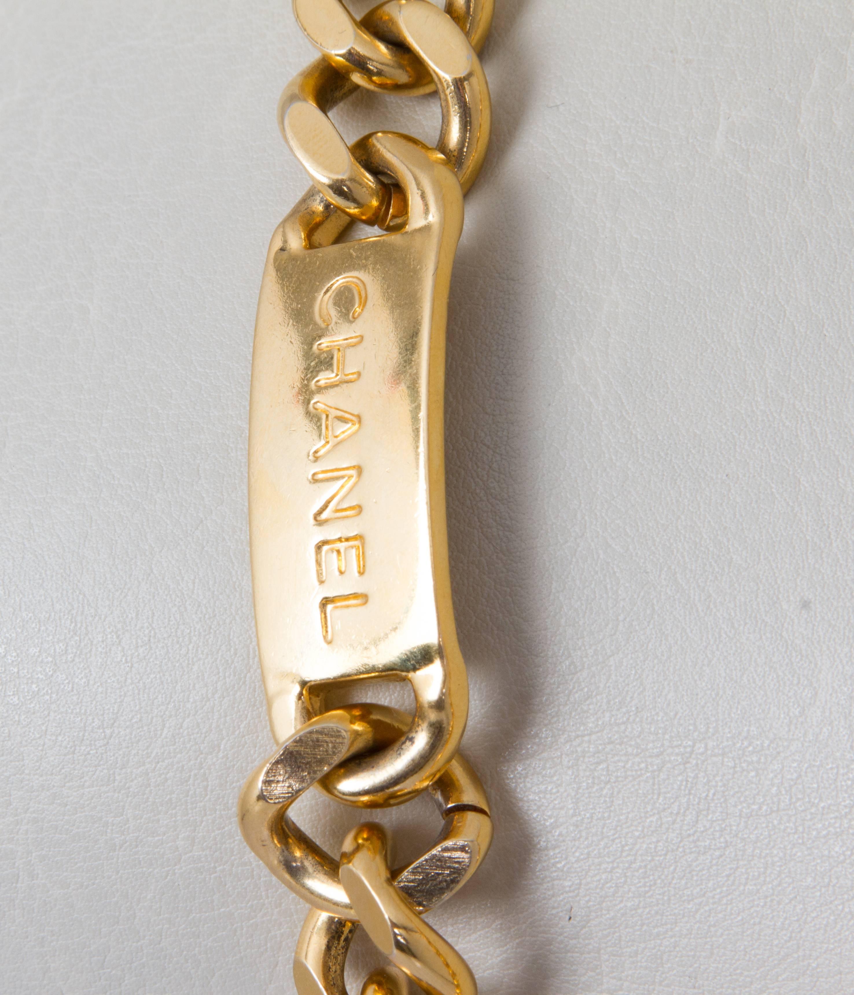 Vintage CHANEL Gold Plated Logo & ID Belt / Necklace 1