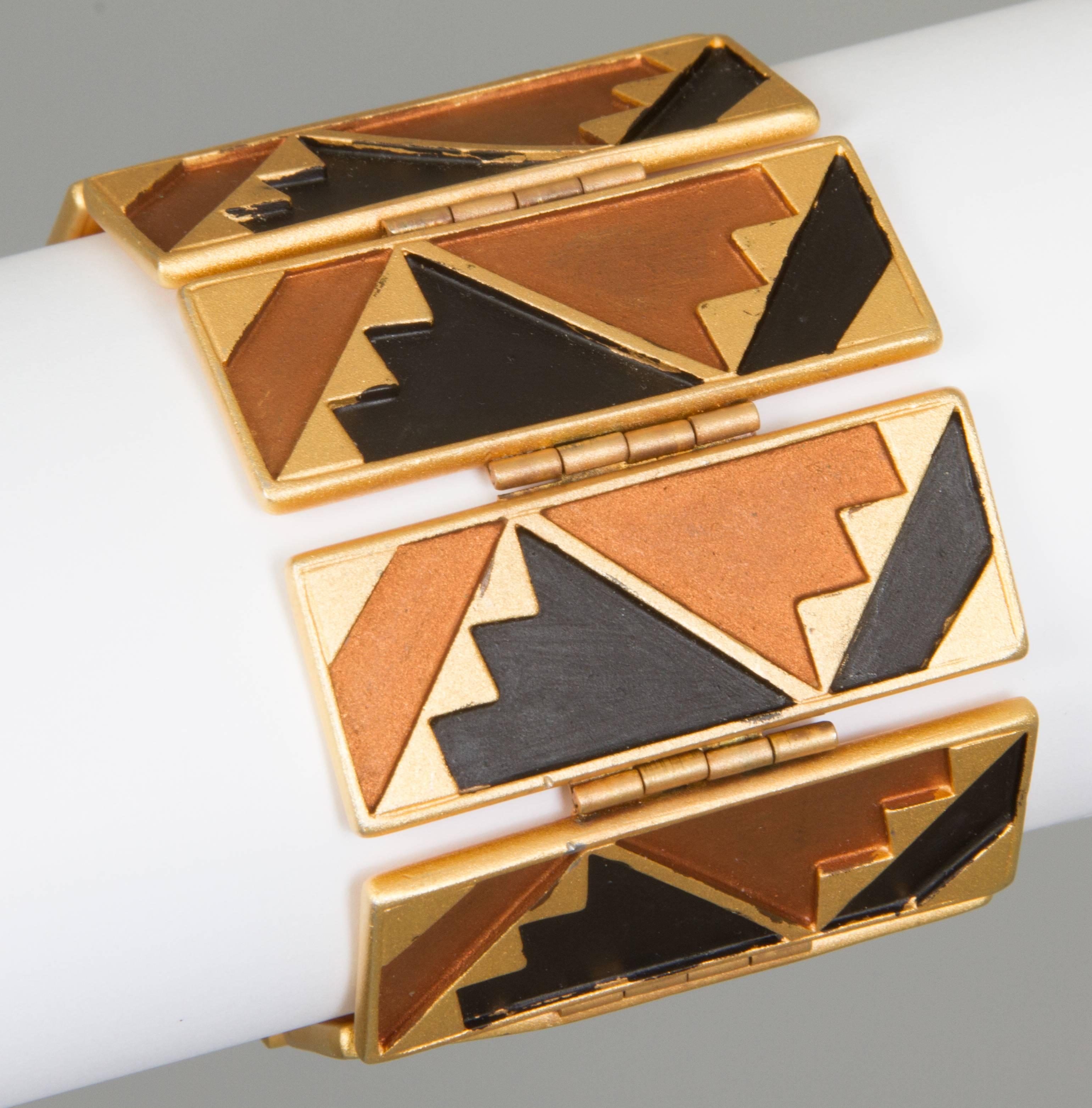 Geometric Art Deco Inspired  Ben-Amun Bracelet In Excellent Condition In Chicago, IL