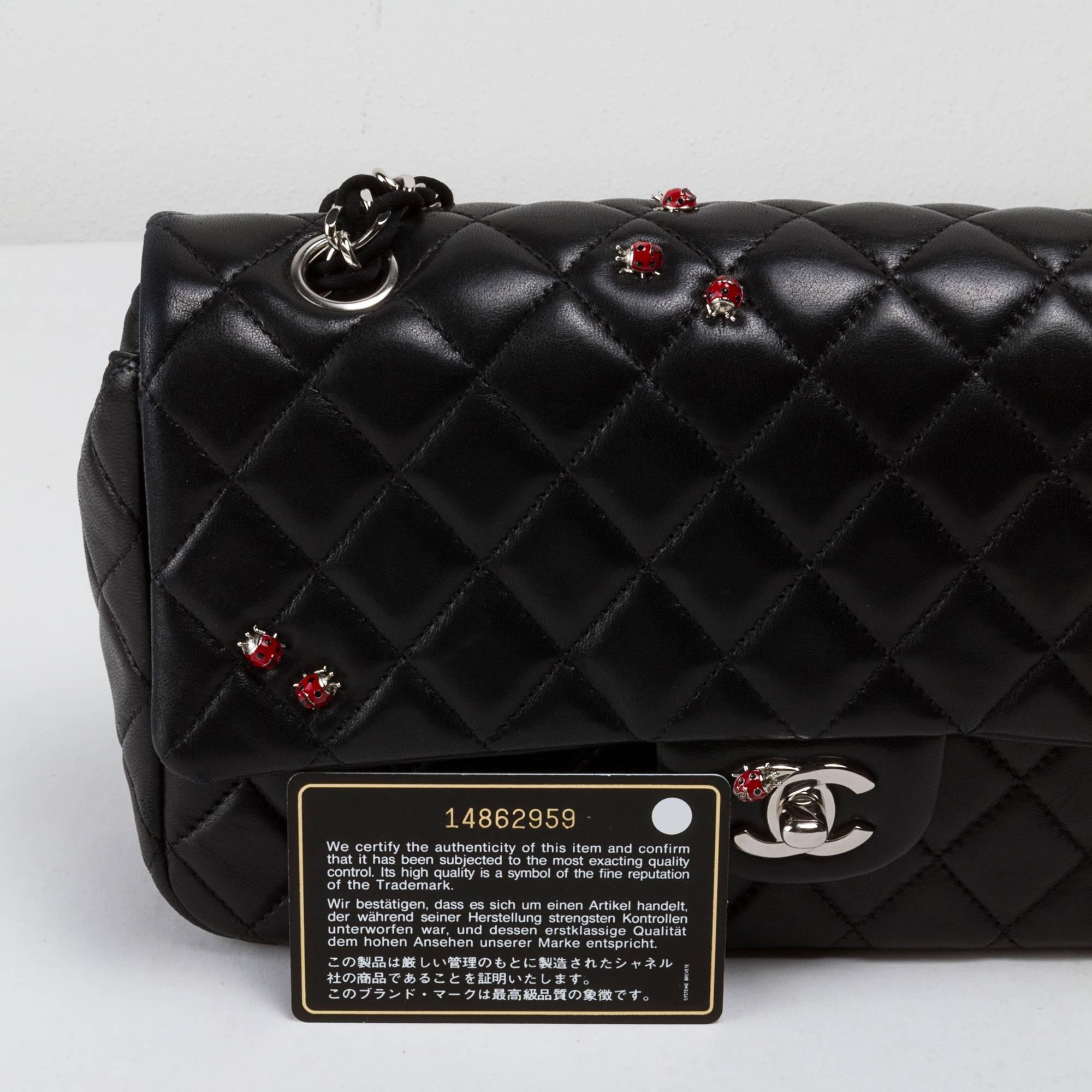 Black Chanel 2.55 Single Flap Lady Bug