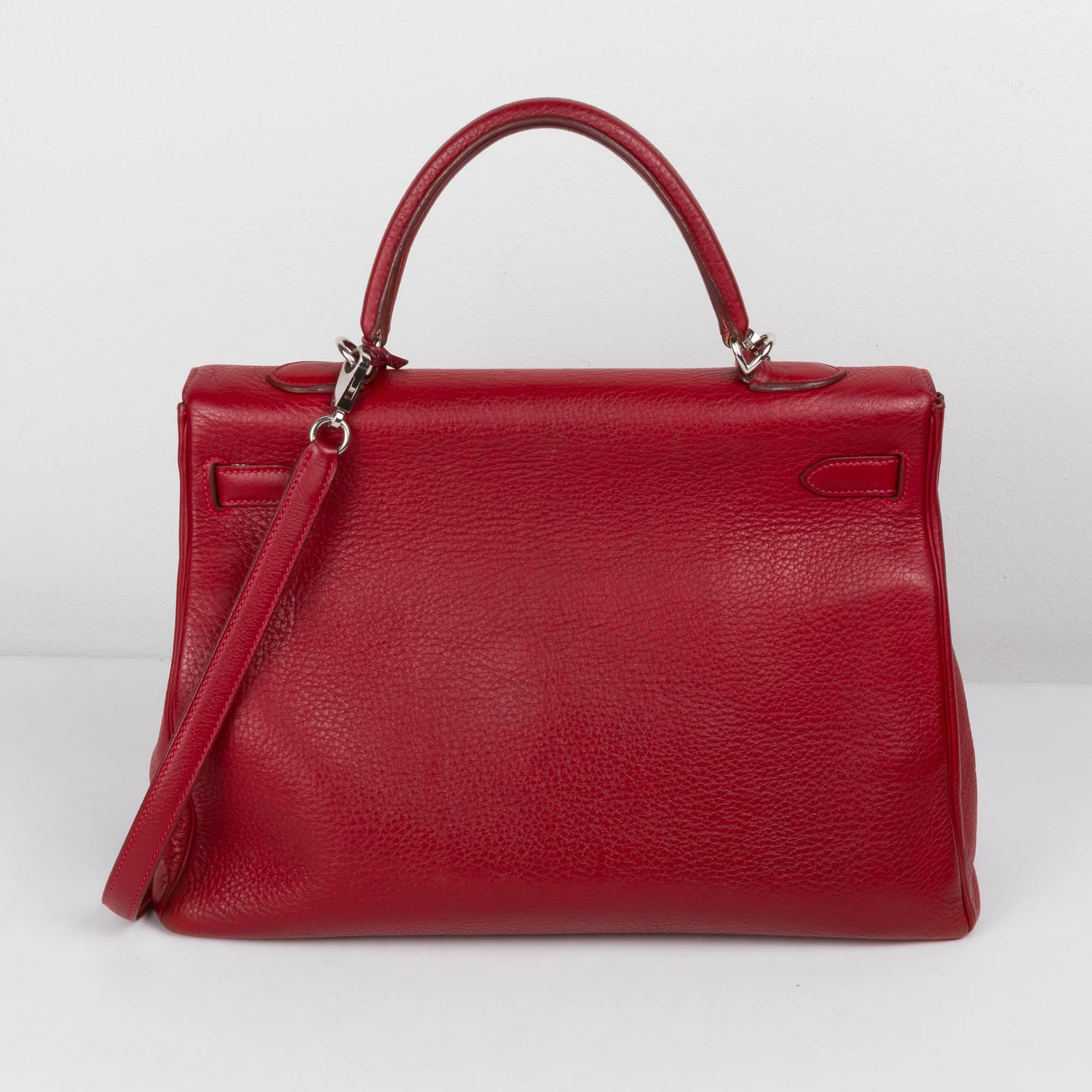 Red Hermés Kelly Rouge Garance Leather Excellent Conditions For Sale