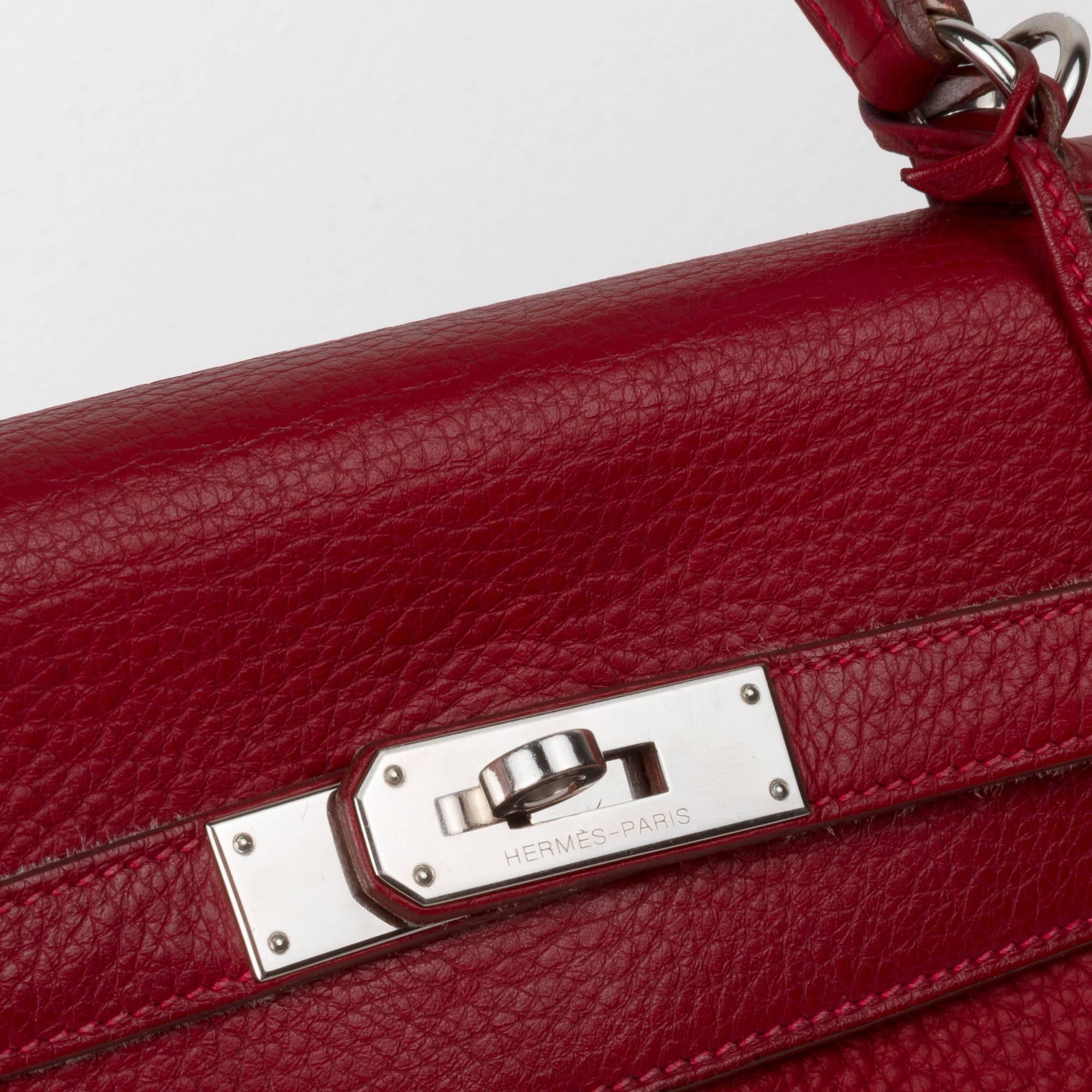 Hermés Kelly Rouge Garance Leather Excellent Conditions For Sale 2