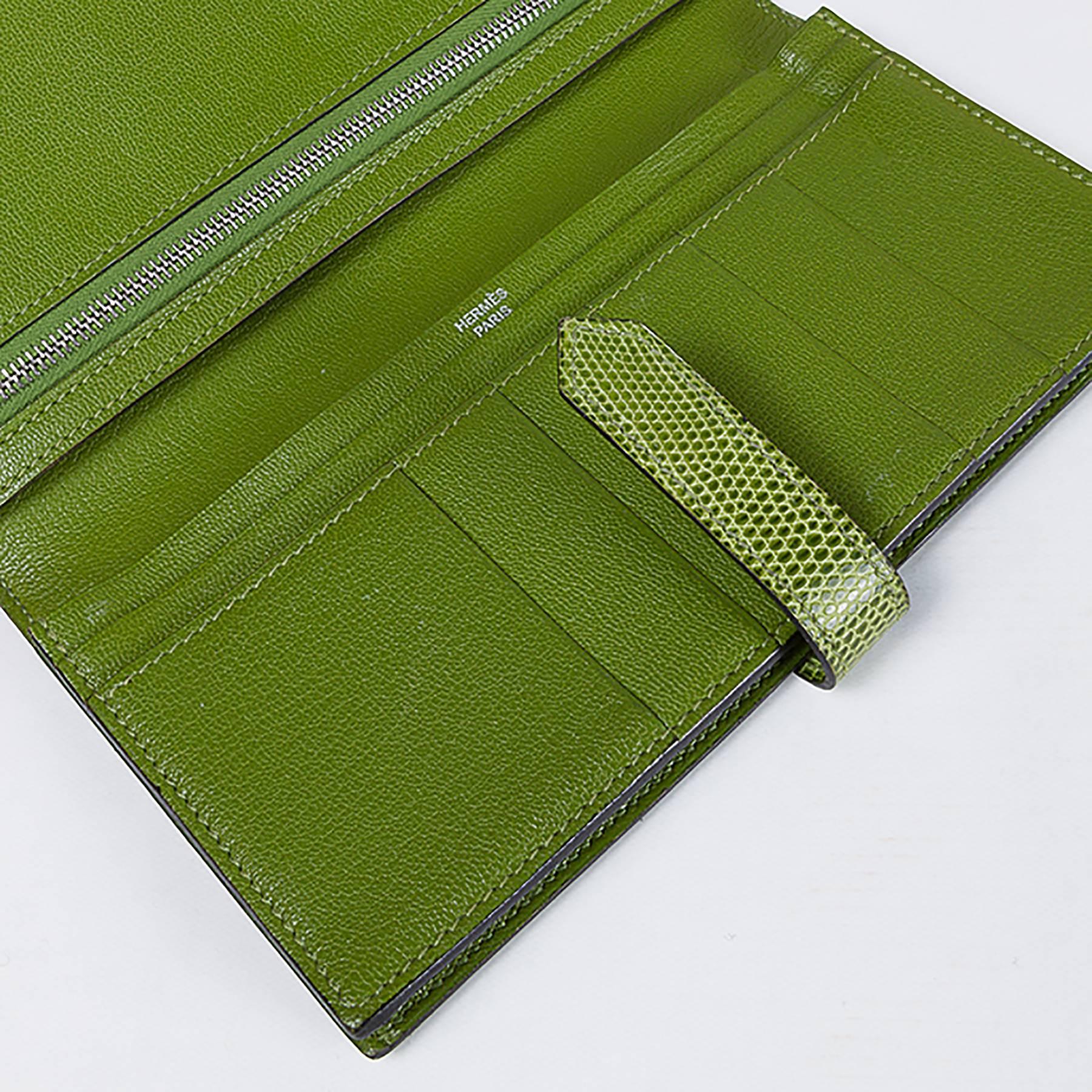 Hermès Green Lizard Wallet In New Condition In Bologna, Emilia Romagna