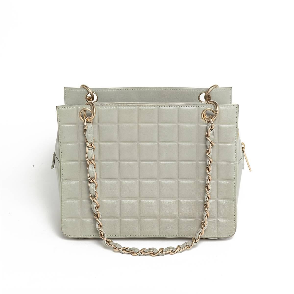 Gray Chanel Grey Leather Pst Icecube With Light Gold Mat Hardware For Sale