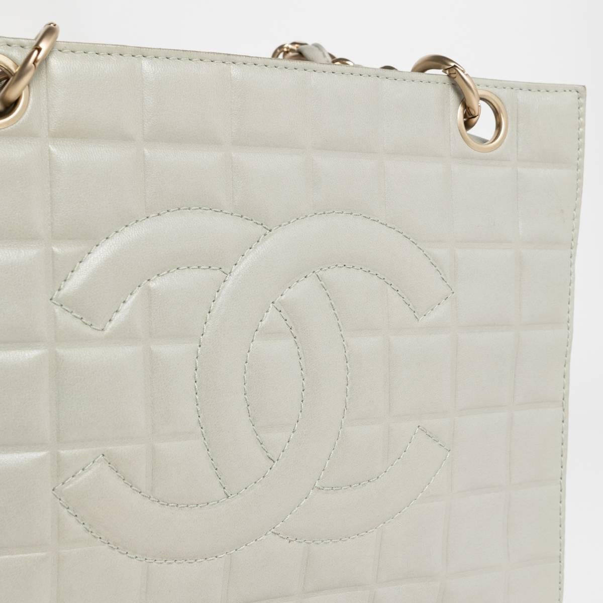 Chanel Grey Leather Pst Icecube With Light Gold Mat Hardware For Sale 5
