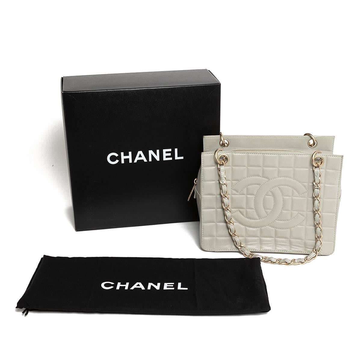 Chanel Grey Leather Pst Icecube With Light Gold Mat Hardware For Sale 1