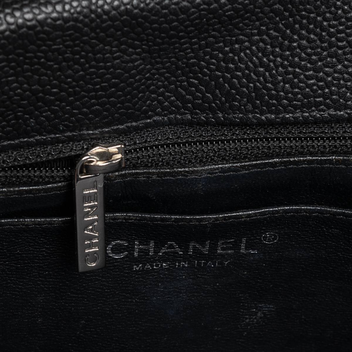 2006 Chanel Jumbo Single Flap Black Caviar Bag, Silver Hardware  For Sale 4