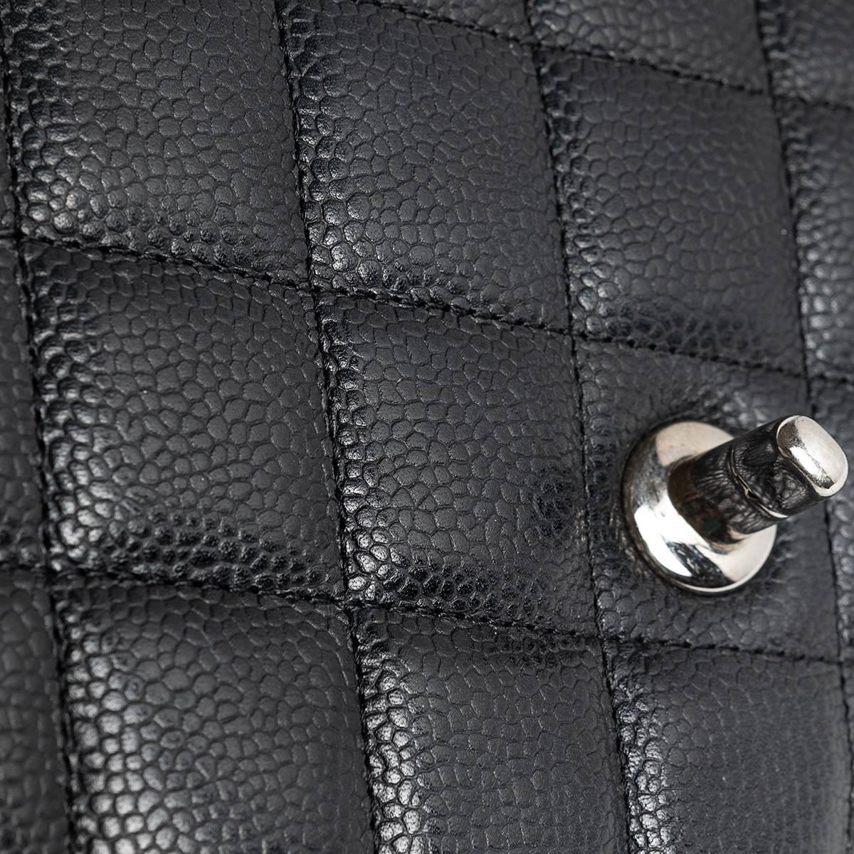 2006 Chanel Jumbo Single Flap Black Caviar Bag, Silver Hardware  For Sale 6