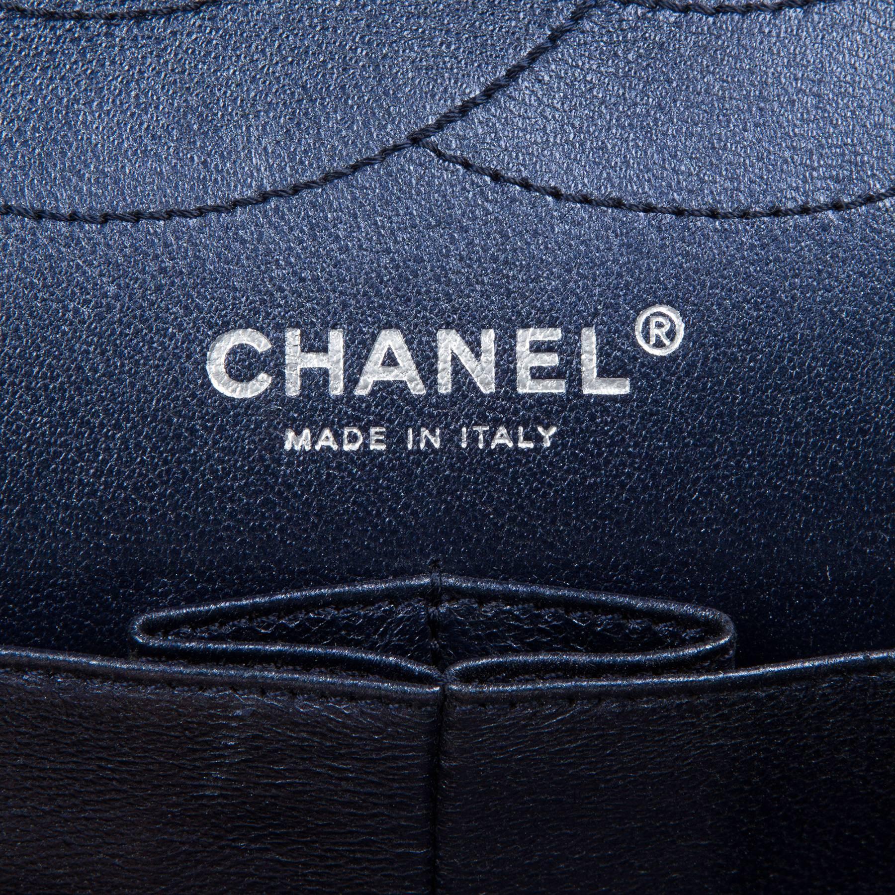 2009 Chanel Reissue 228  Metallic Blue Leather Pristine Conditions For Sale 1