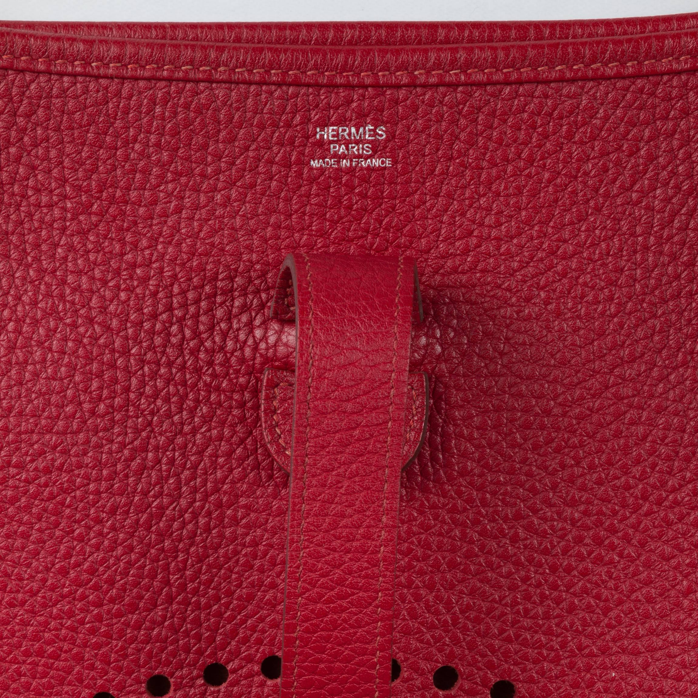 2010 Hermès Evelyn Rouge Garance Bag   2
