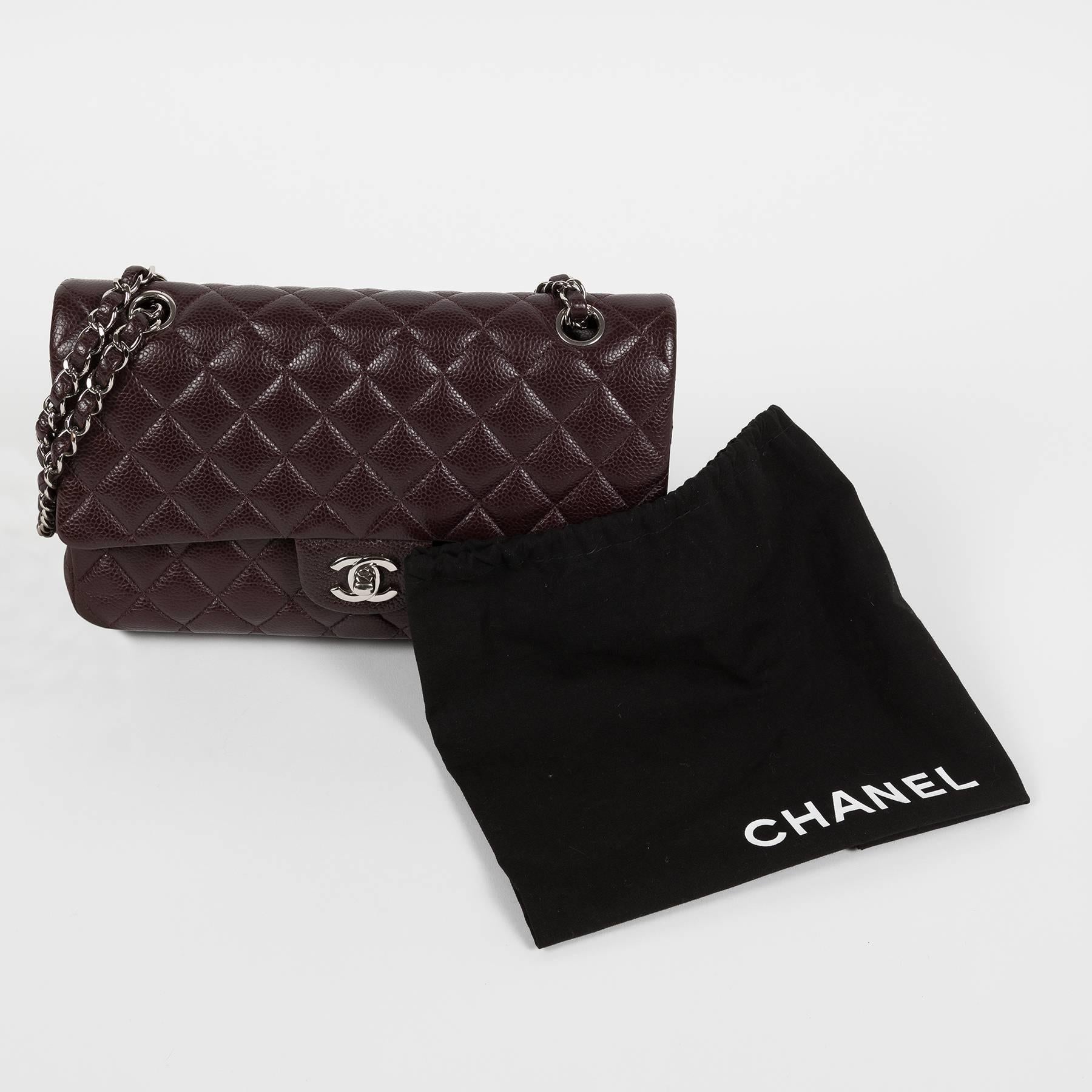 2014 Chanel 2.55 Bordeaux Caviar Flap Bag For Sale 1