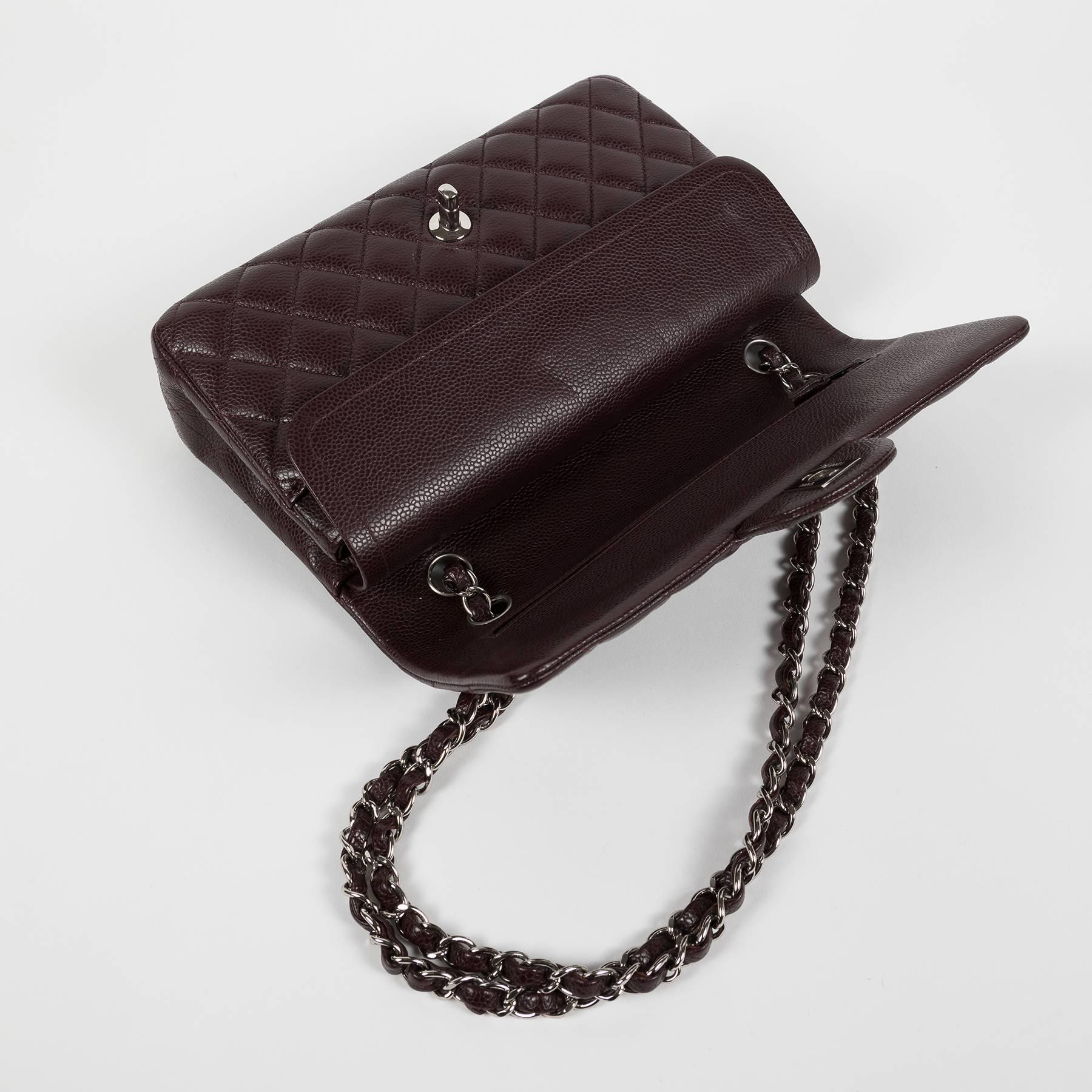 2014 Chanel 2.55 Bordeaux Caviar Flap Bag For Sale 2