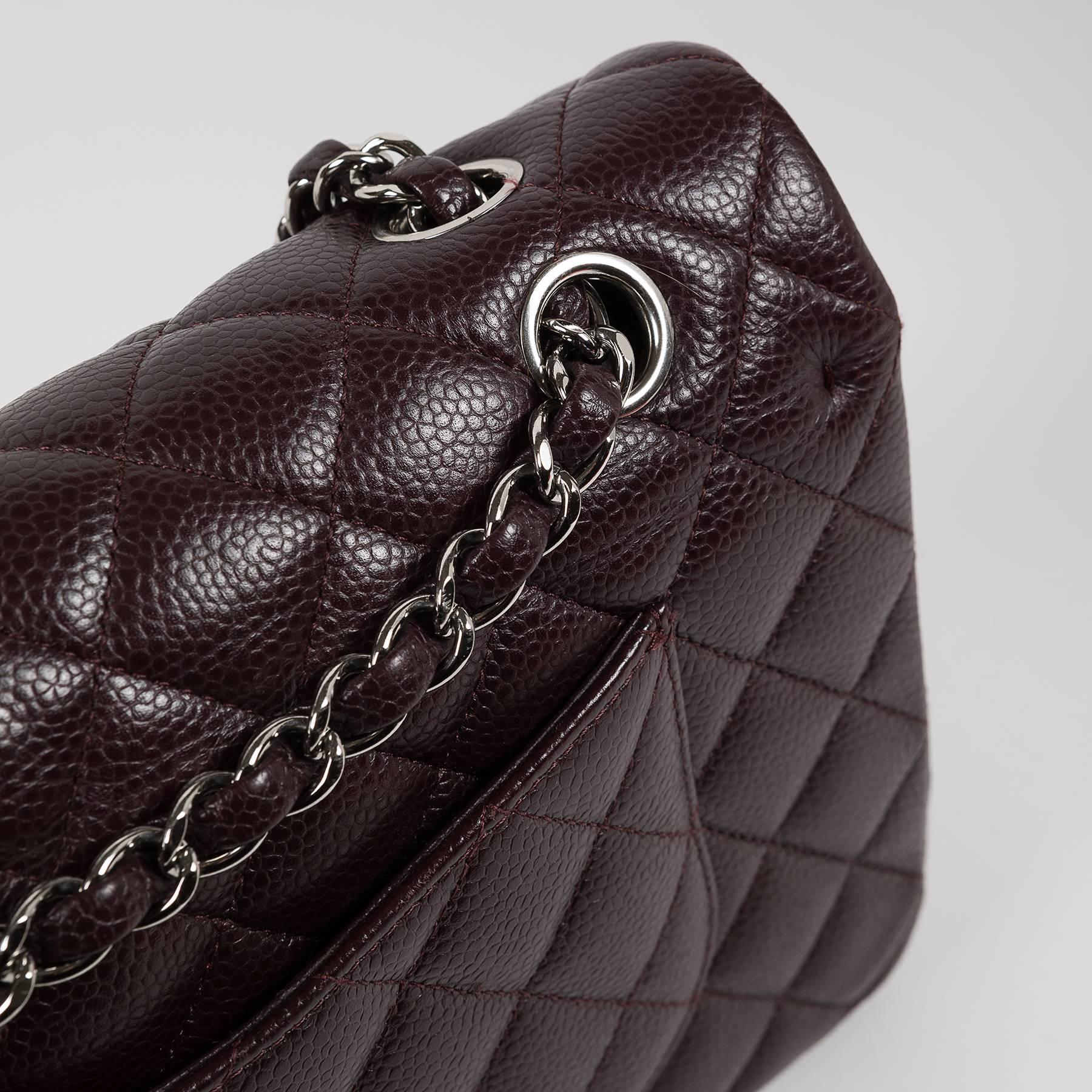 2014 Chanel 2.55 Bordeaux Caviar Flap Bag For Sale 6