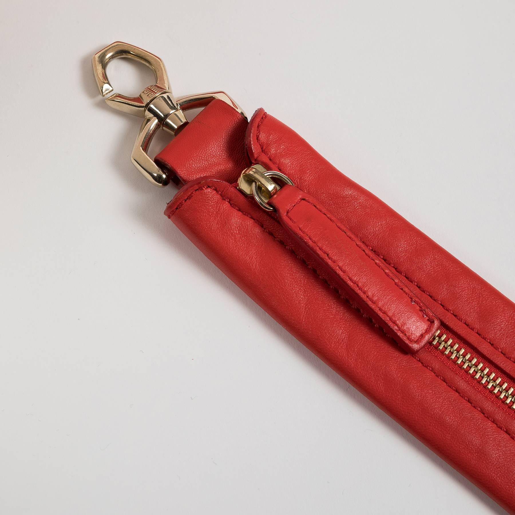 Givenchy Nightingale Madras Red Leather Bag with Strap and handles For Sale 2